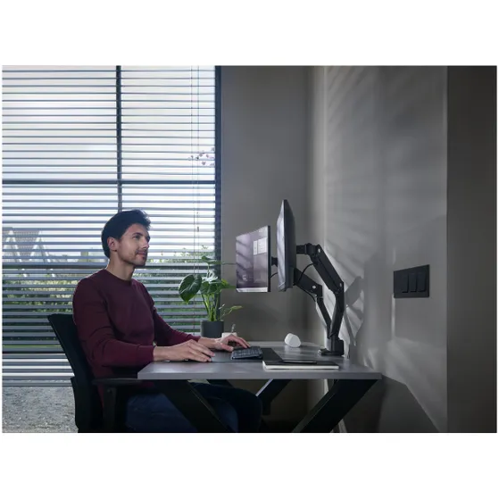 OneForAll DM 4210 Universele dubbele monitorarm Zwart