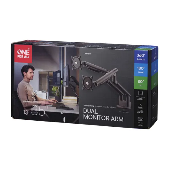 OneForAll DM 7210 Universele dubbele monitorarm Zwart