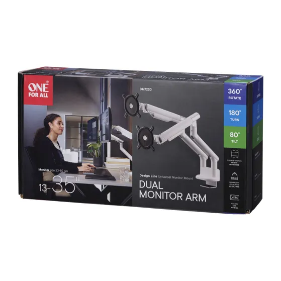 OneForAll DM 7220 Universele dubbele monitorarm Wit