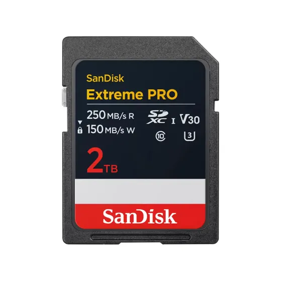 SanDisk SDXC Extreme Pro 2TB 250/150 mb/s - V30 - Rescue Pro DL 2Y