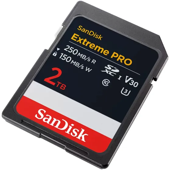 SanDisk SDXC Extreme Pro 2TB 250/150 mb/s - V30 - Rescue Pro DL 2Y