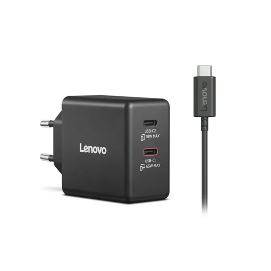 Lenovo Dual USB-C 65W GaN Power Adapter