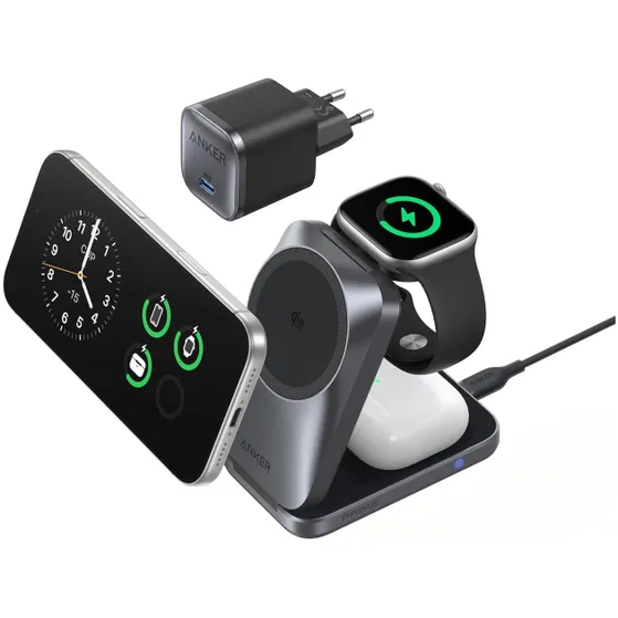 Anker MagGo Wireless Charger Cooling (25W Foldable 3-in-1) Zwart