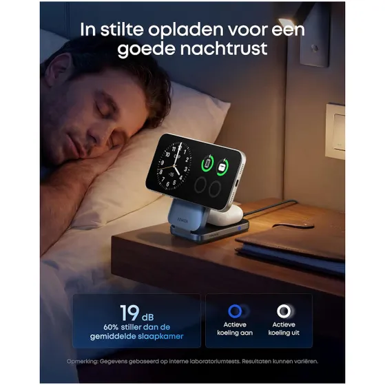 Anker MagGo Wireless Charger Cooling (25W Foldable 3-in-1) Zwart