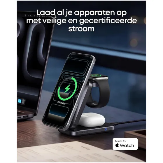 Anker MagGo Wireless Charger Cooling (25W Foldable 3-in-1) Zwart