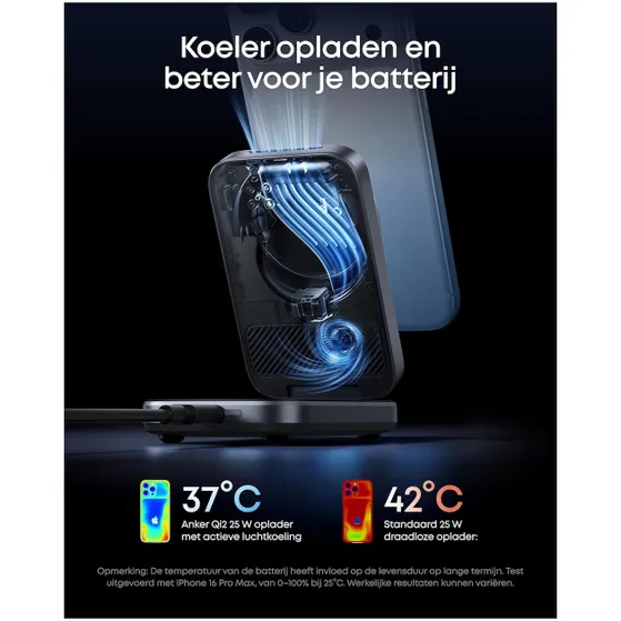 Anker MagGo Wireless Charger Cooling (25W Foldable 3-in-1) Zwart
