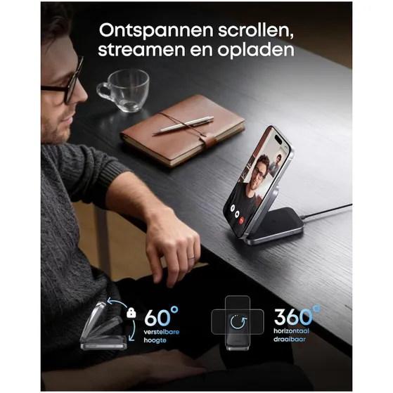 Anker MagGo Wireless Charger Cooling (25W Foldable 3-in-1) Zwart
