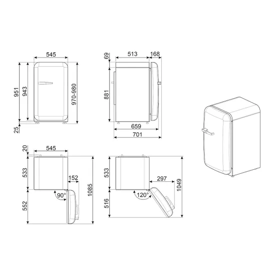 Smeg FAB10RBL6 Zwart