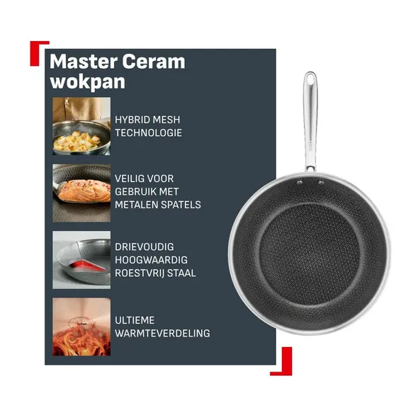 Tefal E53319 Master Ceramic Wokpan 28 cm