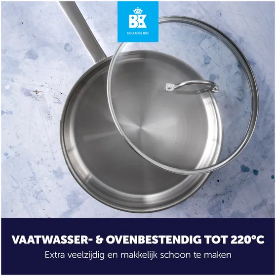 BK Bright rvs hapjespan met deksel 28cm (CC005749-001)
