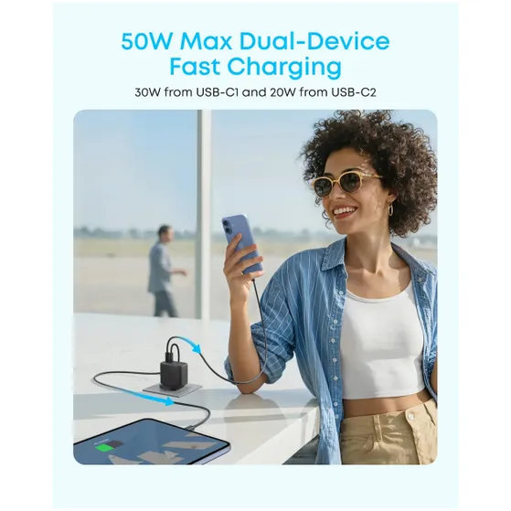 Anker Zolo Charger 50W 4-Port 2x USB-C 2x USB-A