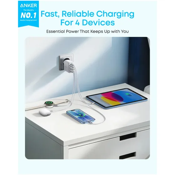 Anker Zolo Charger 50W 4-Port 2x USB-C 2x USB-A
