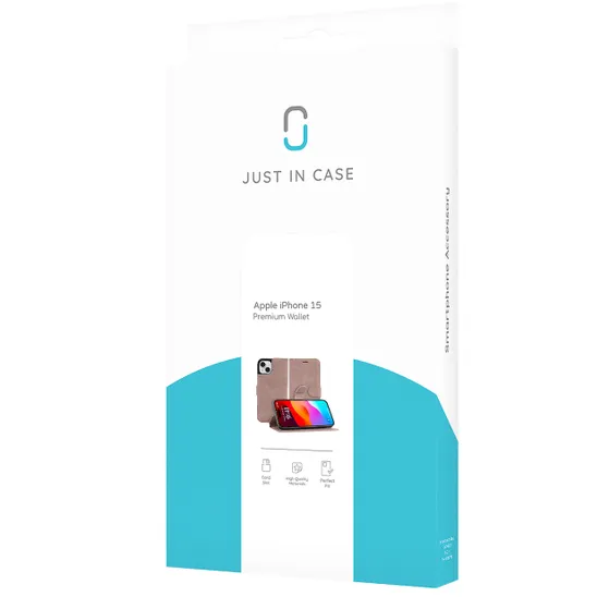 Just in Case Premium Wallet Case voor Apple iPhone 15 Roze