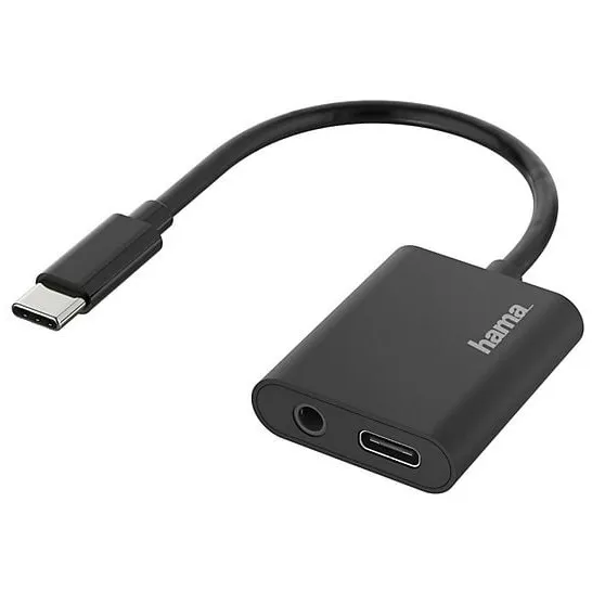 Hama Audio-adapter, 2in1, USB-C-St. - 3,5-mm-jack/USB-C-aansl., audio + opladen