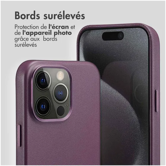 Accezz MagSafe Leather Backcover iPhone 15 Pro Max Paars