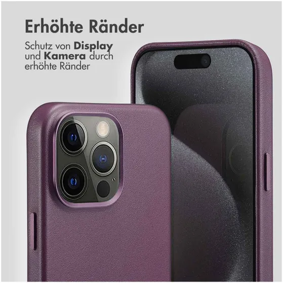 Accezz MagSafe Leather Backcover iPhone 15 Pro Max Paars