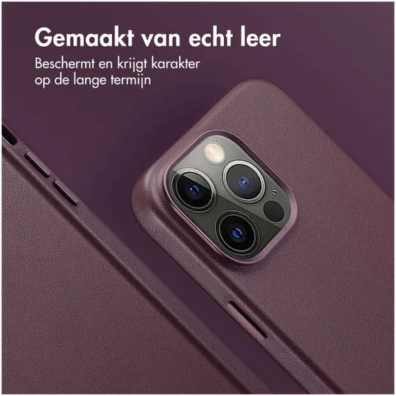 Accezz MagSafe Leather Backcover iPhone 15 Pro Max Paars