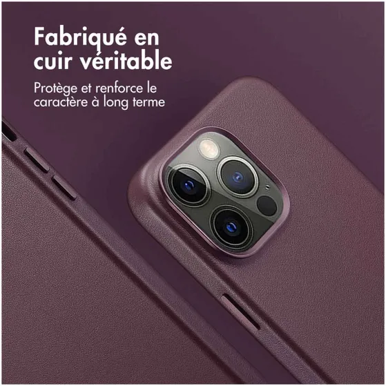 Accezz MagSafe Leather Backcover iPhone 15 Pro Max Paars