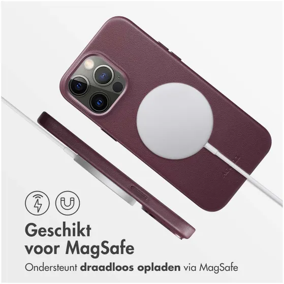 Accezz MagSafe Leather Backcover iPhone 15 Pro Max Paars
