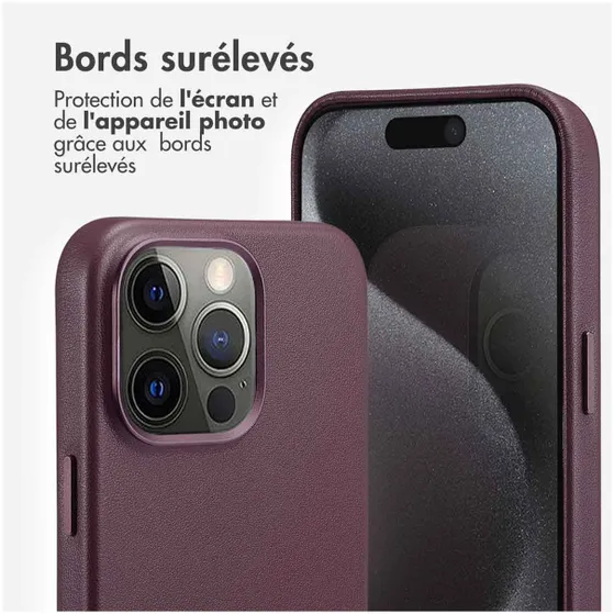 Accezz MagSafe Leather Backcover iPhone 15 Pro Max Paars