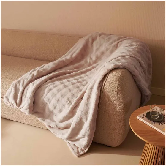 Duux Yentl Overblanket Bubble Rabbit Faux Fur (200 x 200) Grijs