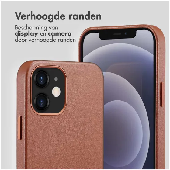 Accezz MagSafe Leather Backcover iPhone 12 (Pro) Bruin