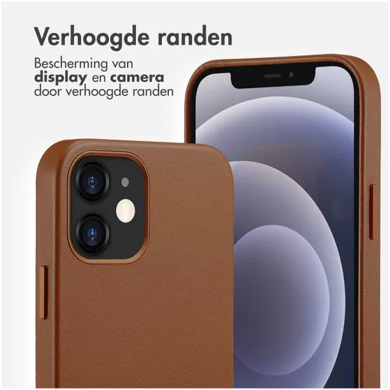 Accezz MagSafe Leather Backcover iPhone 12 (Pro) Bruin