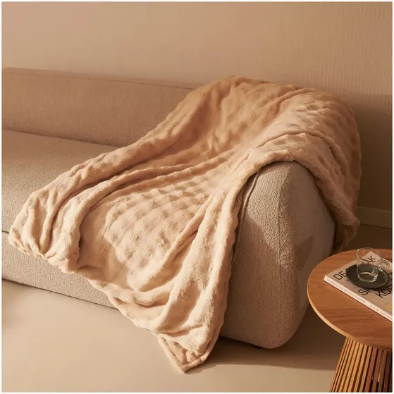 Duux Yentl Overblanket Bubble Rabbit Faux Fur (200x 2000) Beige