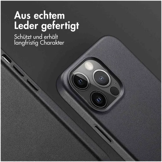 Accezz MagSafe Leather Backcover iPhone 13 Pro Zwart