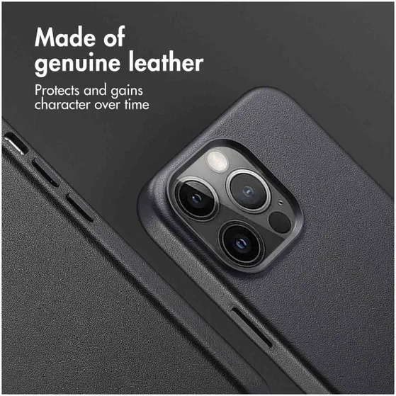 Accezz MagSafe Leather Backcover iPhone 13 Pro Zwart