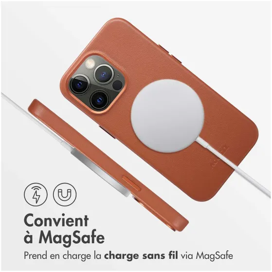 Accezz MagSafe Leather Backcover iPhone 13 Pro Bruin