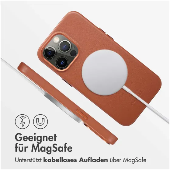 Accezz MagSafe Leather Backcover iPhone 13 Pro Bruin