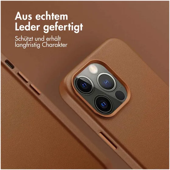 Accezz MagSafe Leather Backcover iPhone 13 Pro Bruin