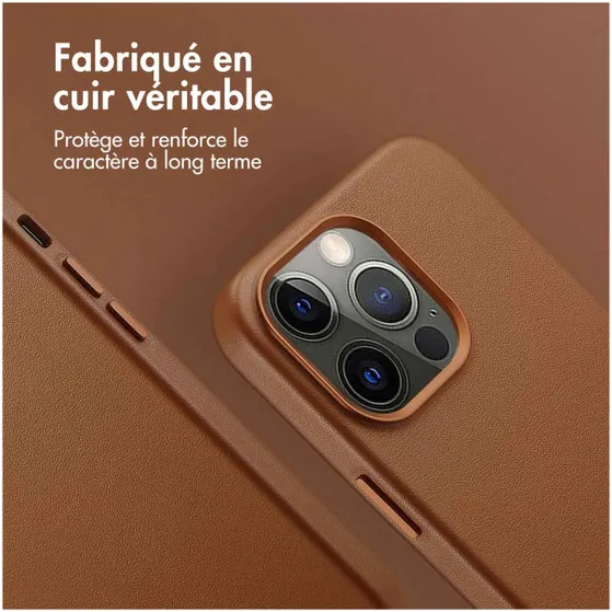 Accezz MagSafe Leather Backcover iPhone 13 Pro Bruin