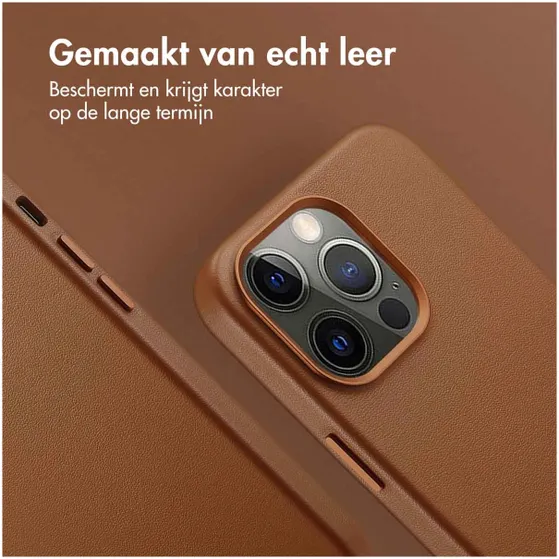Accezz MagSafe Leather Backcover iPhone 13 Pro Bruin
