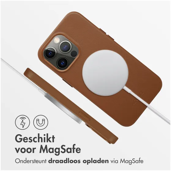 Accezz MagSafe Leather Backcover iPhone 13 Pro Bruin