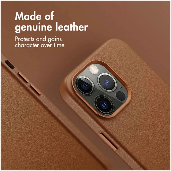 Accezz MagSafe Leather Backcover iPhone 13 Pro Bruin