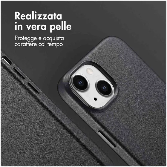 Accezz MagSafe Leather Backcover iPhone 14 Zwart