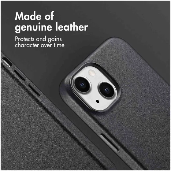 Accezz MagSafe Leather Backcover iPhone 14 Zwart