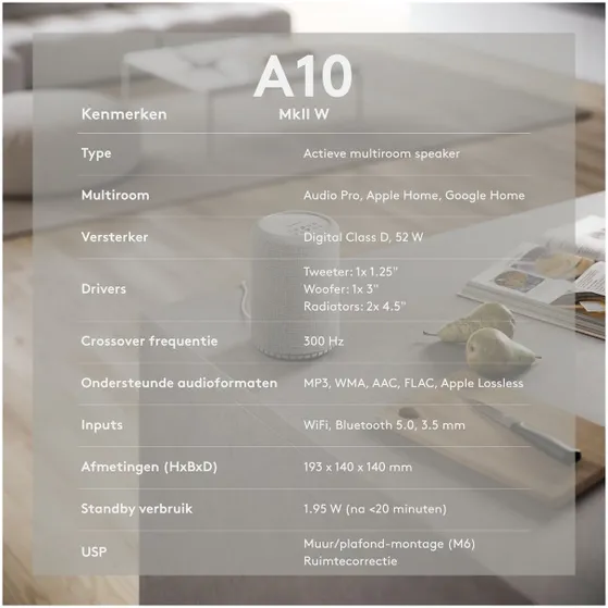 Audio Pro A10 W-Series Multiroom Lichtgrijs
