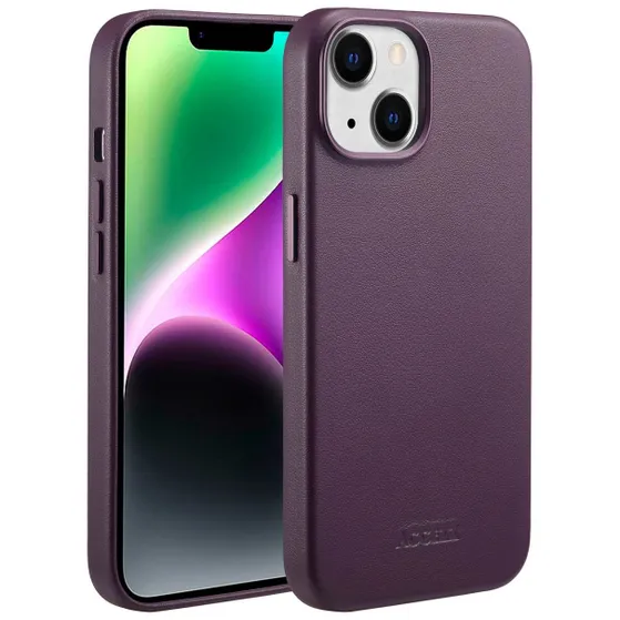 Accezz MagSafe Leather Backcover iPhone 14 Paars