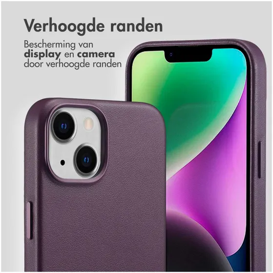 Accezz MagSafe Leather Backcover iPhone 14 Paars