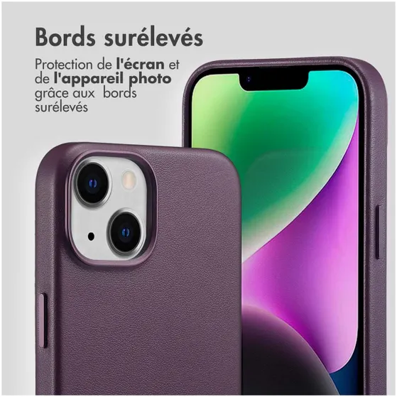 Accezz MagSafe Leather Backcover iPhone 14 Paars