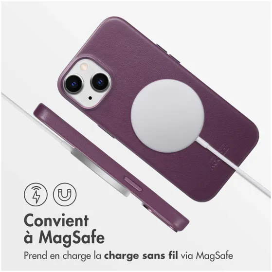 Accezz MagSafe Leather Backcover iPhone 14 Paars
