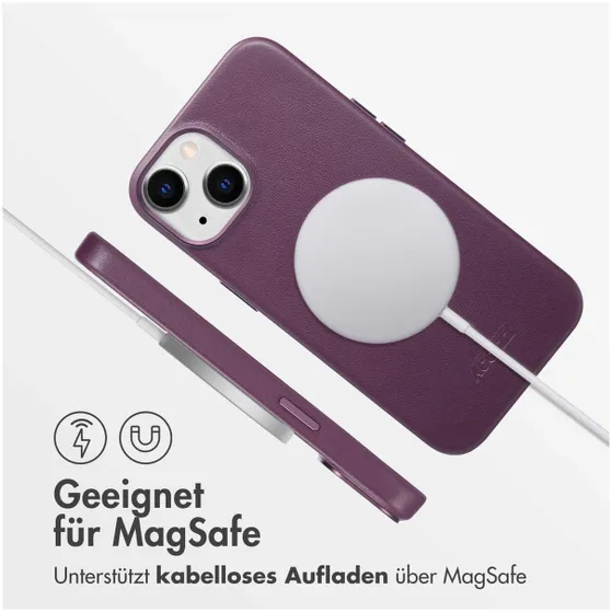 Accezz MagSafe Leather Backcover iPhone 14 Paars