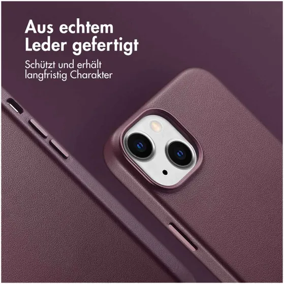 Accezz MagSafe Leather Backcover iPhone 14 Paars