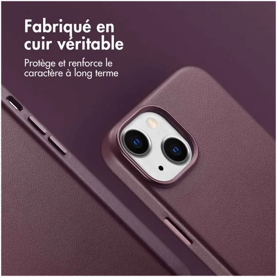 Accezz MagSafe Leather Backcover iPhone 14 Paars