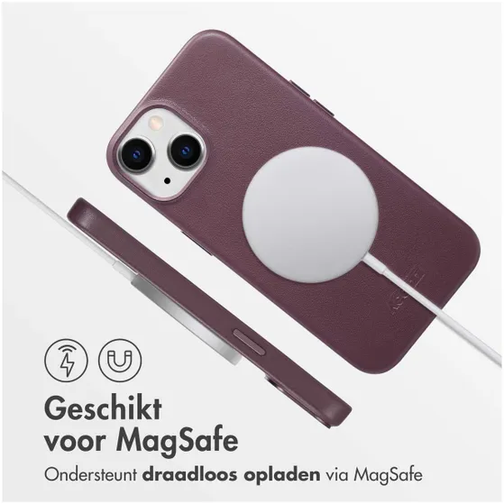 Accezz MagSafe Leather Backcover iPhone 14 Paars