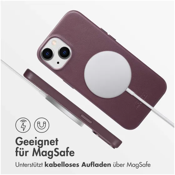 Accezz MagSafe Leather Backcover iPhone 14 Paars