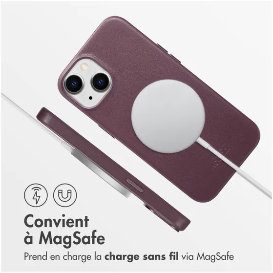 Accezz MagSafe Leather Backcover iPhone 14 Paars